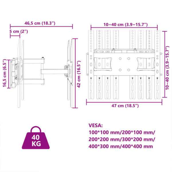 Suporte de parede p/ TV ecrãs de 26-70" Max VESA 400x400mm 40kg - Image 8