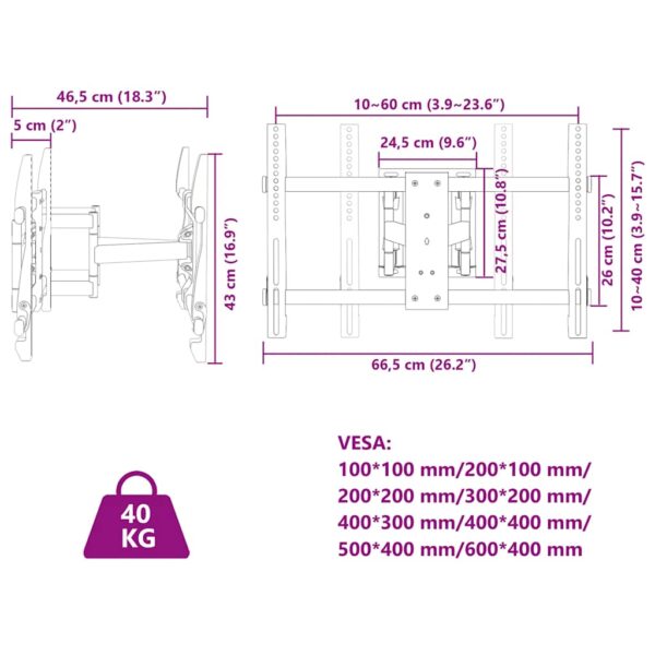 Suporte de parede p/ TV ecrãs de 37-80" Max VESA 600x400mm 40kg - Image 7
