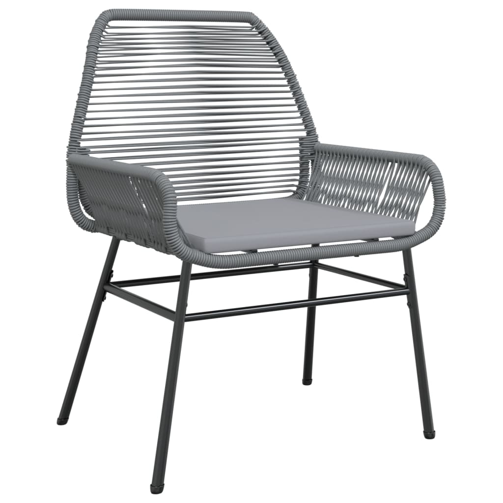 Cadeiras de jardim 2 pcs c/ almofadões vime PE cinzento - Image 3