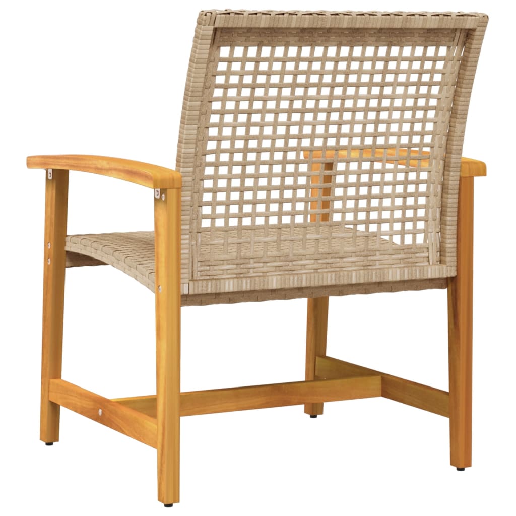 Cadeiras de jardim 2 pcs vime PE/madeira de acácia maciça bege - Image 5