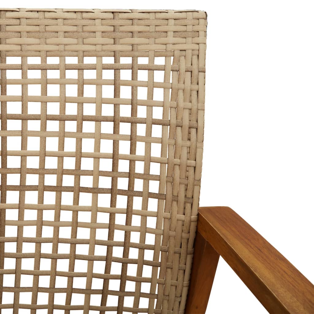 Cadeiras de jardim 2 pcs vime PE/madeira de acácia maciça bege - Image 7