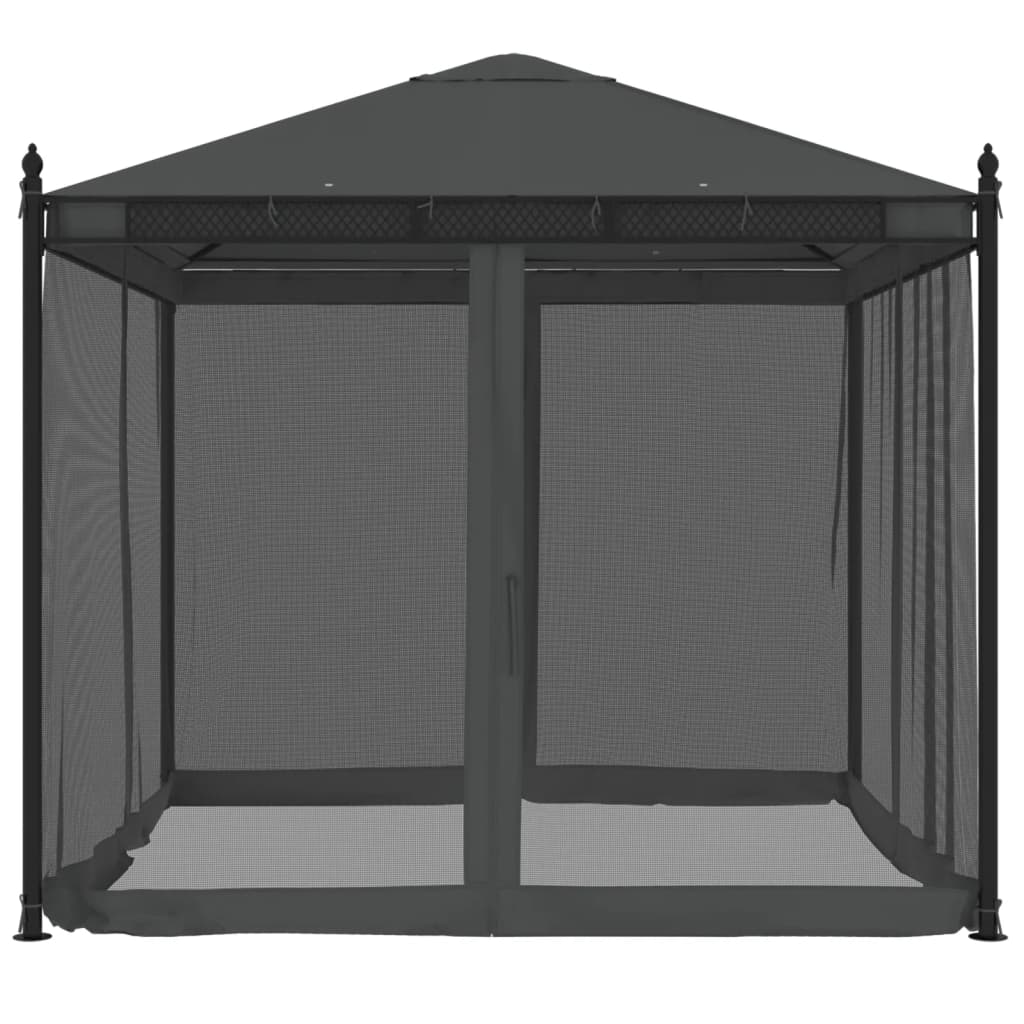 Gazebo com paredes de malha 2,93x2,93 m aço antracite - Image 2