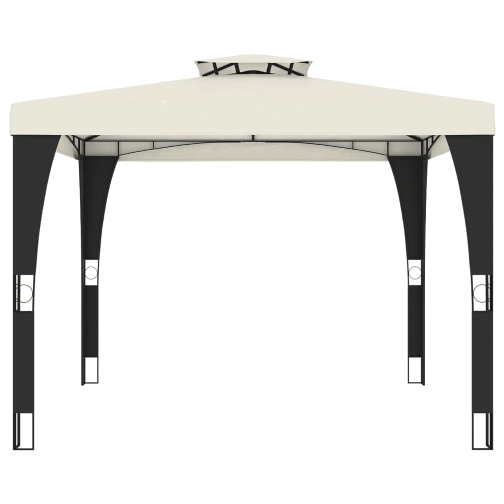 Gazebo com telhado duplo 2,98x2,98 m aço creme - Image 2
