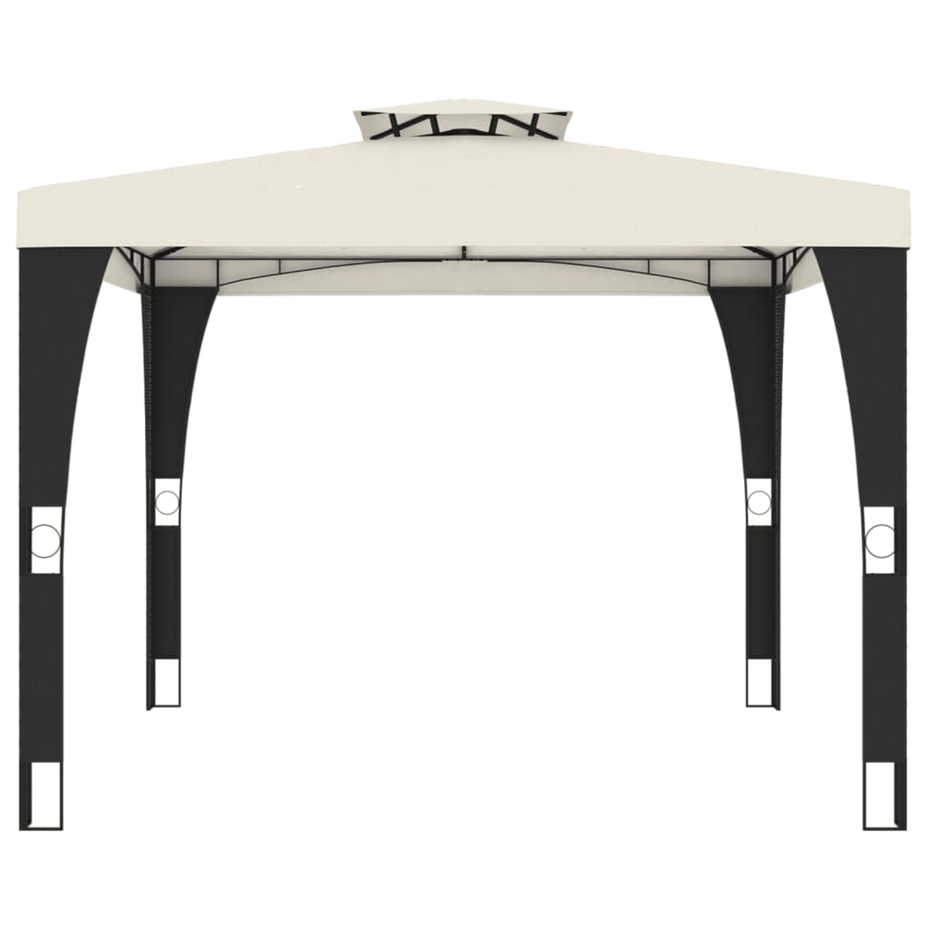 Gazebo com telhado duplo 2,98x2,98 m aço creme - Image 3