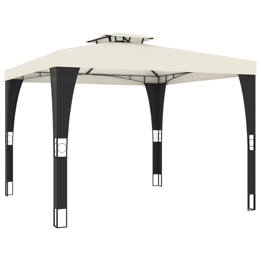 Gazebo com telhado duplo 2,98x2,98 m aço creme - Image 4