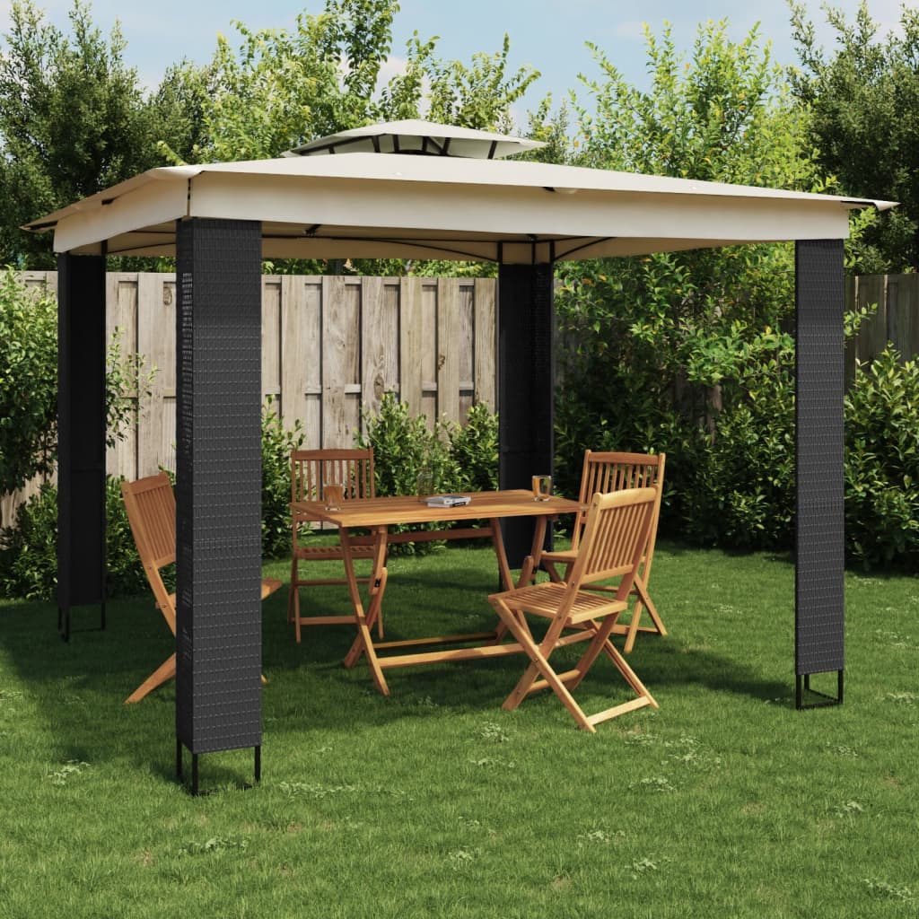 VidaXL Gazebo com telhado duplo 2,94x2,94 m aço creme