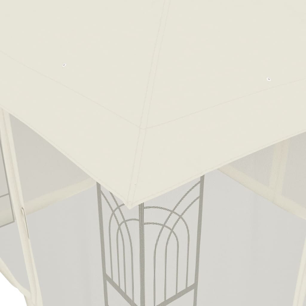 Gazebo c/ teto duplo/paredes de malha 2,94x2,94 m aço creme - Image 6