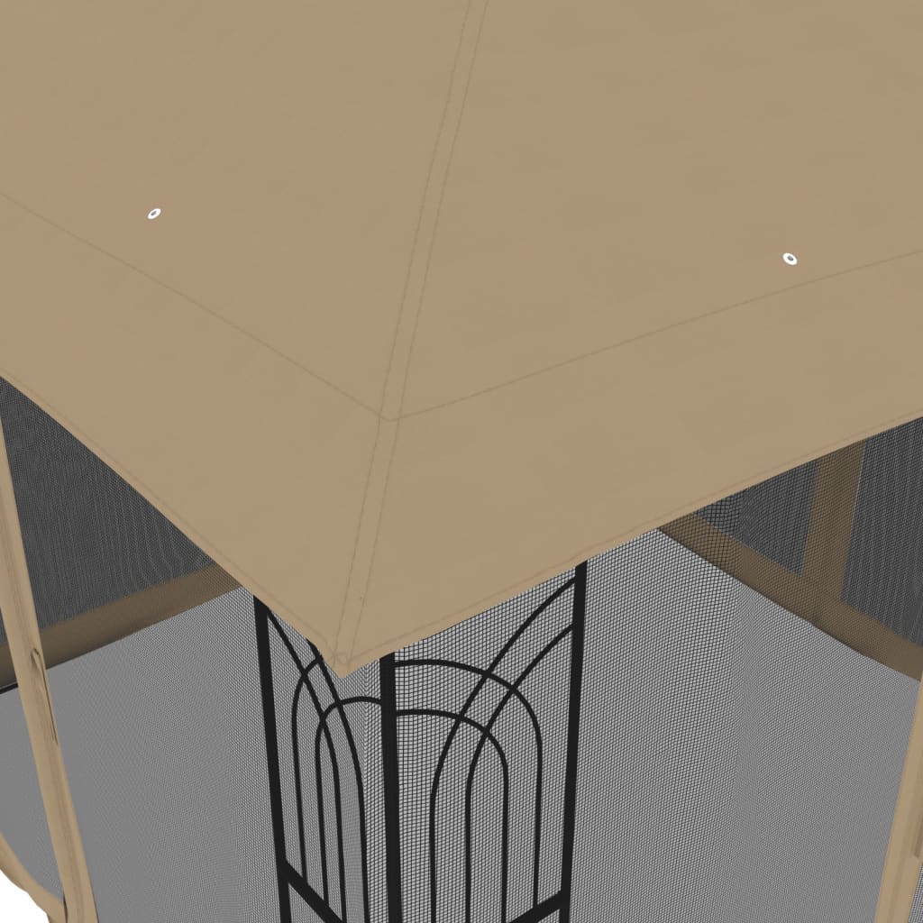 Gazebo c/ teto duplo/paredes de malha aço cinzento-acastanhado - Image 6