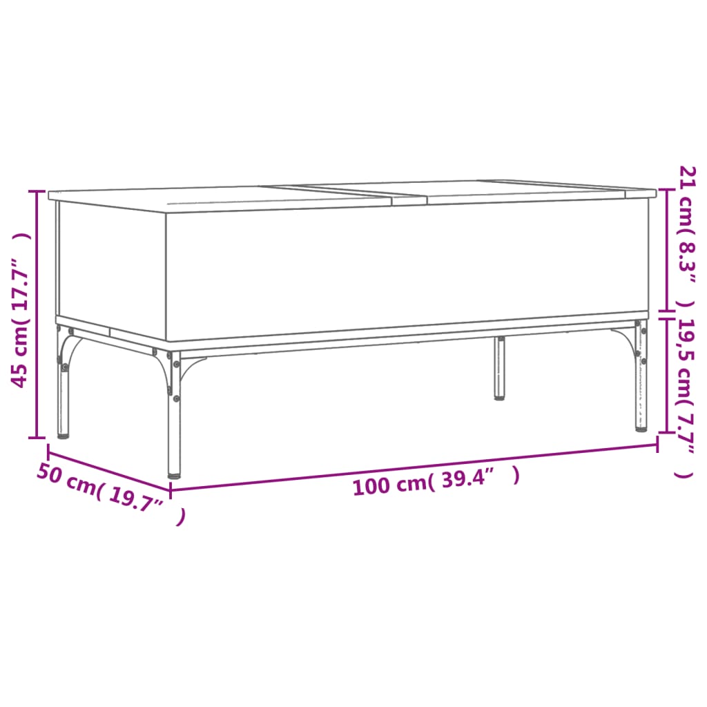 Mesa de centro 100x50x45cm deriv. madeira/metal carvalho sonoma - Image 10