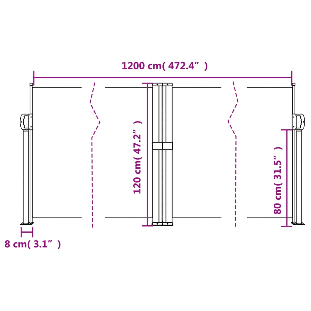 Toldo lateral retrátil 120x1200 cm antracite - Image 9