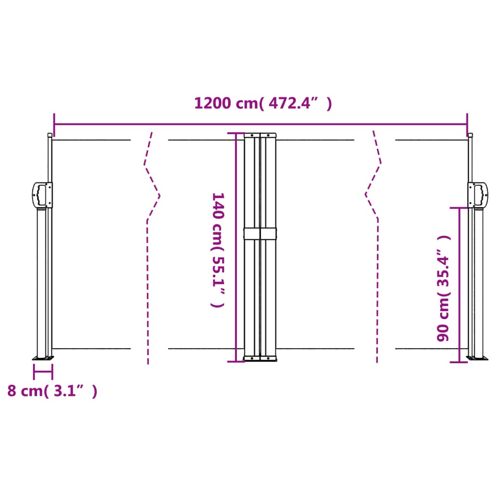 Toldo lateral retrátil 140x1200 cm antracite - Image 9