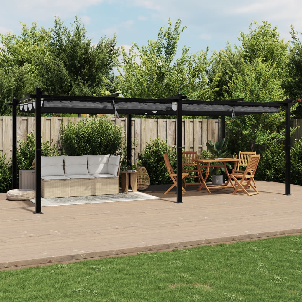 Gazebo de jardim com teto retrátil 3x6 m alumínio antracite - Image 2