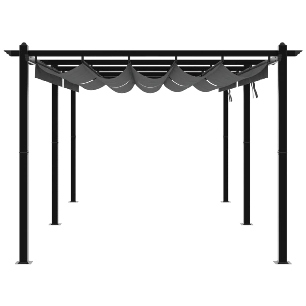 Gazebo de jardim com teto retrátil 3x6 m alumínio antracite - Image 4