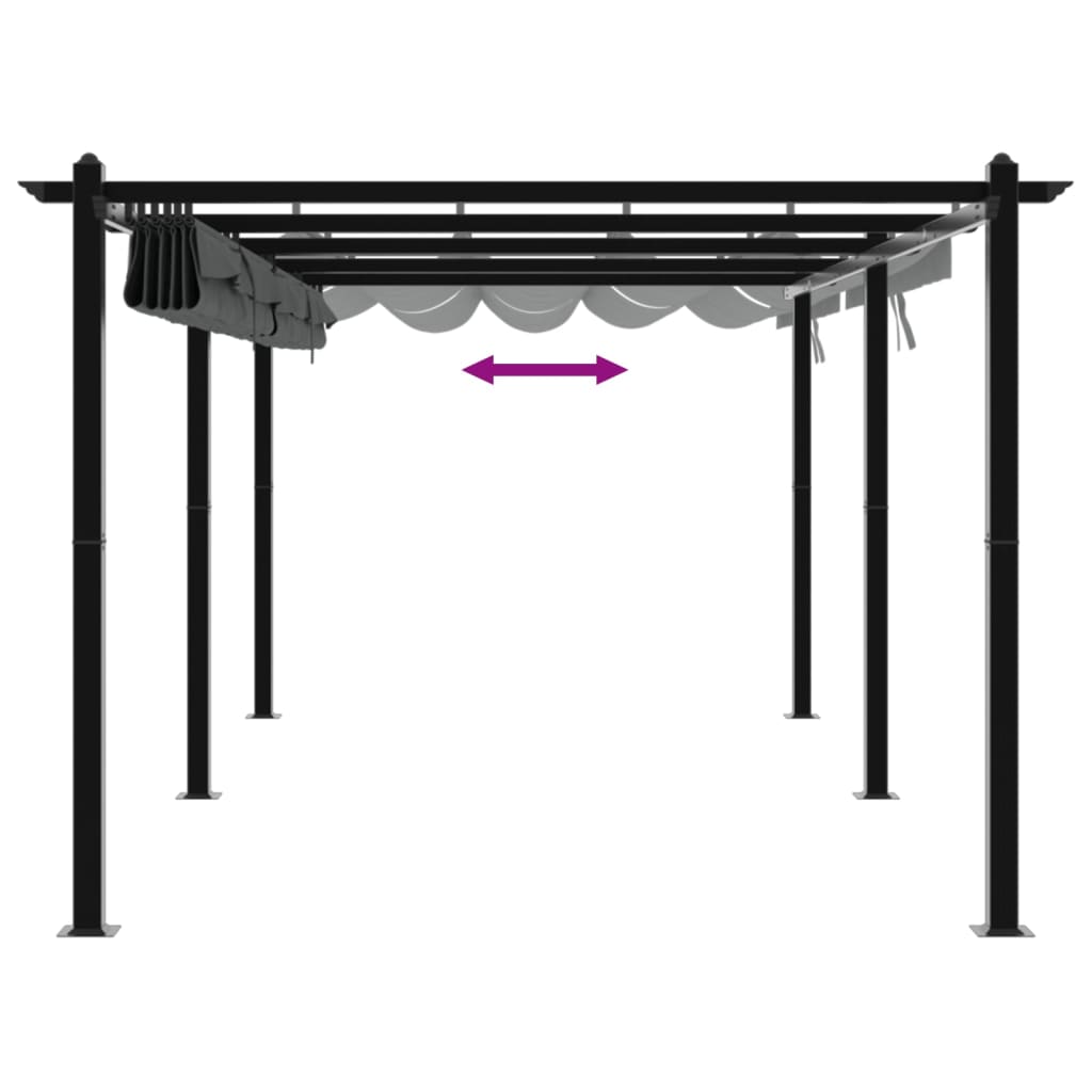 Gazebo de jardim com teto retrátil 3x6 m alumínio antracite - Image 6