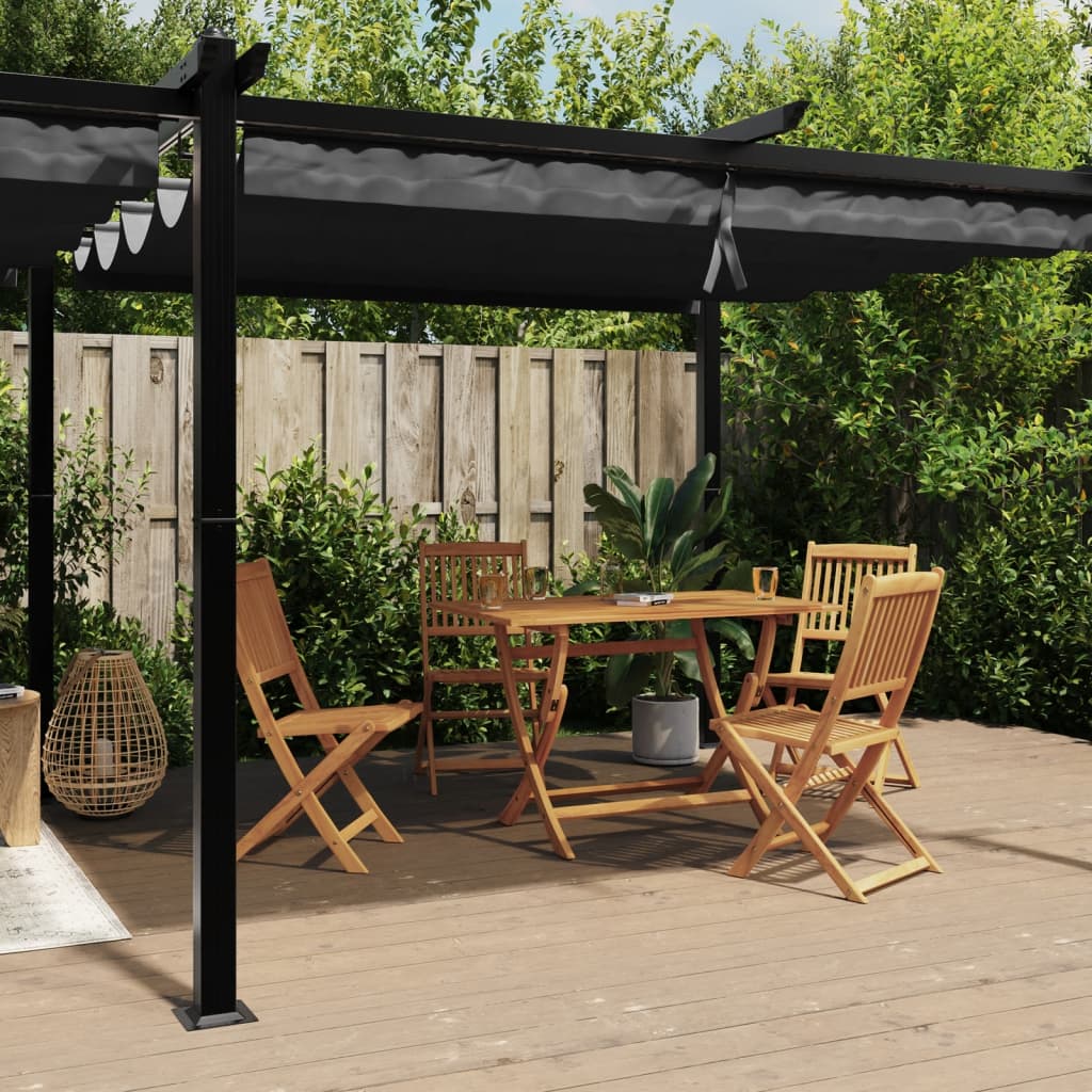 Gazebo de jardim com teto retrátil 3x6 m alumínio antracite