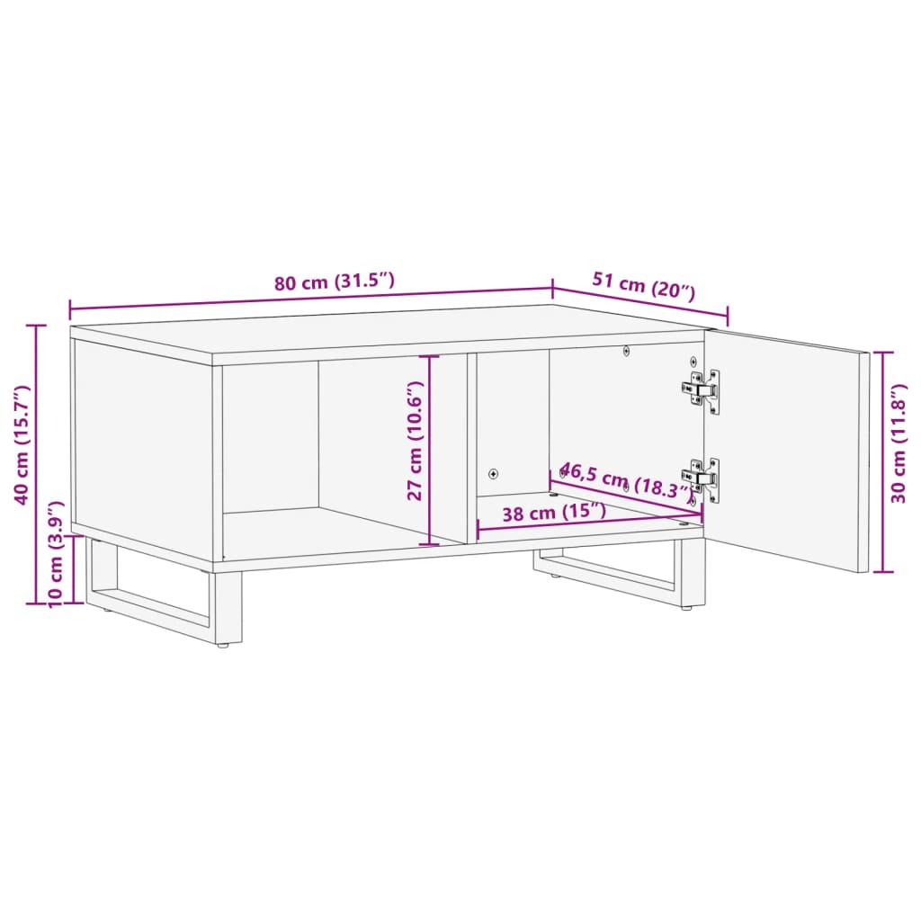 Mesa de centro 80x51x40 cm madeira de mangueira maciça branco - Image 10