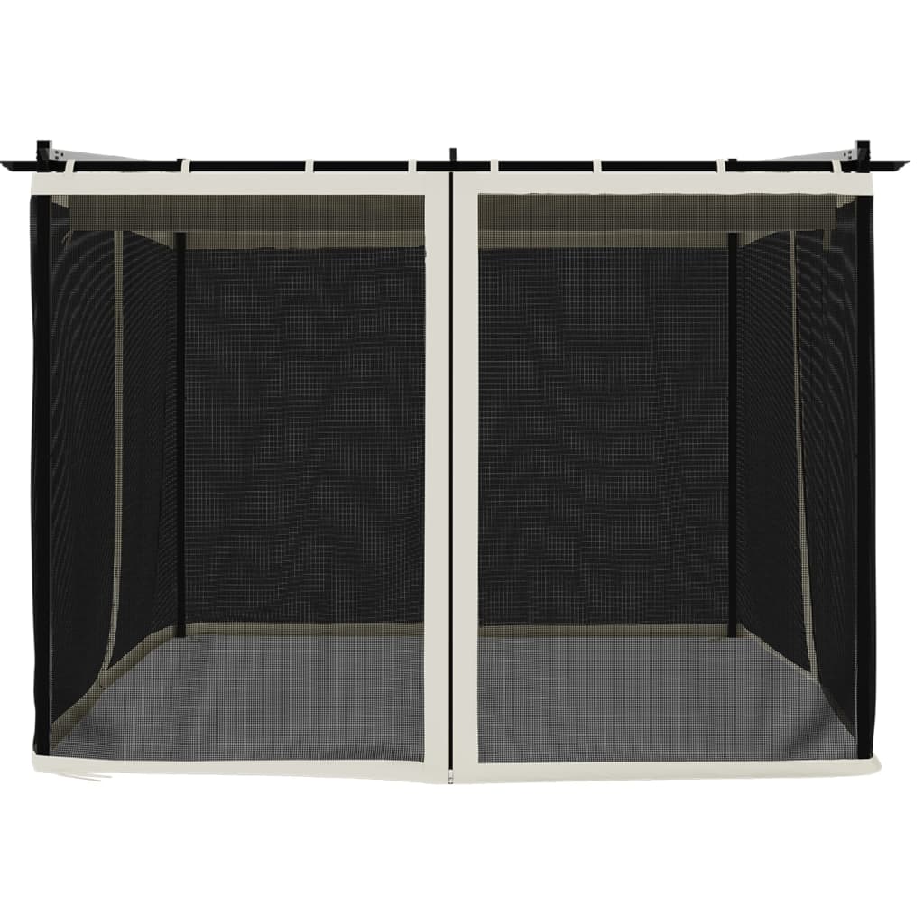 Gazebo com paredes de malha 3x3 m aço creme - Image 3
