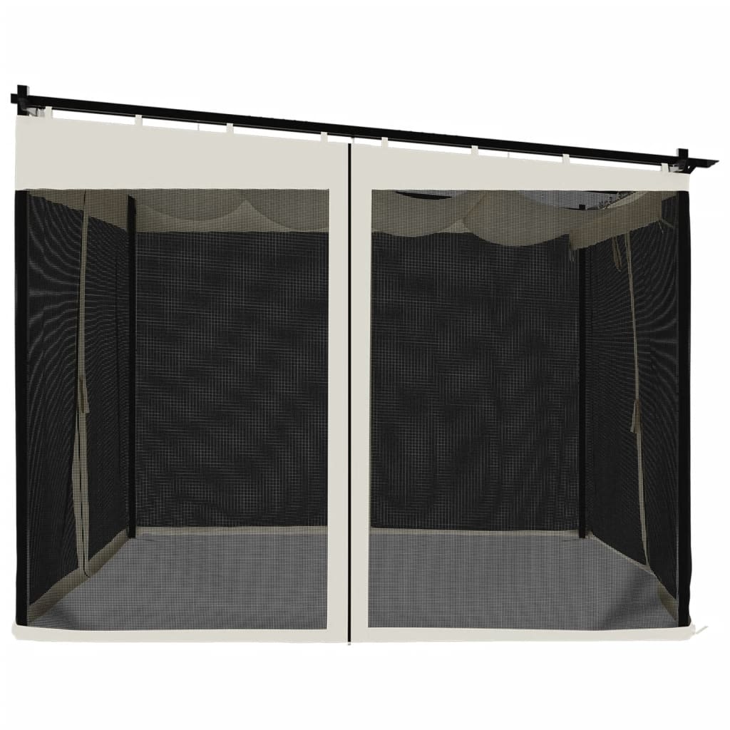 Gazebo com paredes de malha 3x3 m aço creme - Image 4