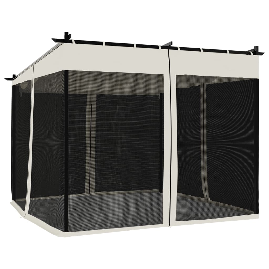 Gazebo com paredes de malha 3x3 m aço creme - Image 5
