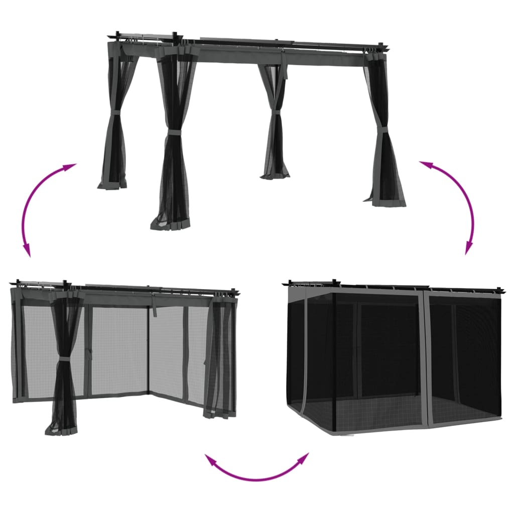 Gazebo com paredes de malha 3x3 m aço antracite - Image 2