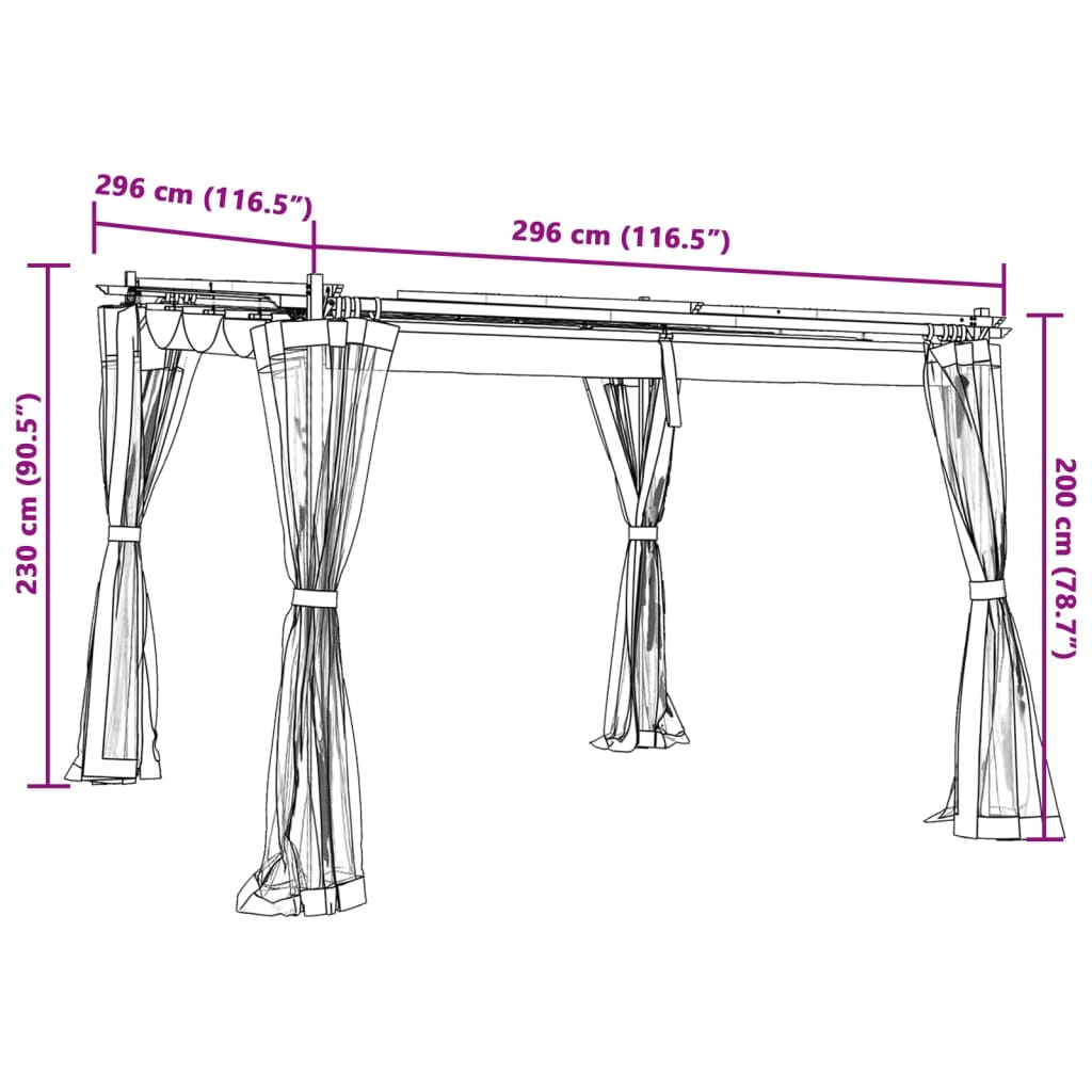Gazebo com paredes de malha 3x3 m aço antracite - Image 8