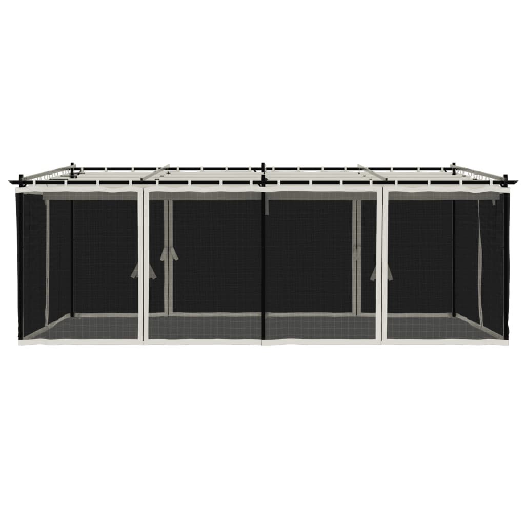 Gazebo com paredes de malha 6x3 m aço creme - Image 3