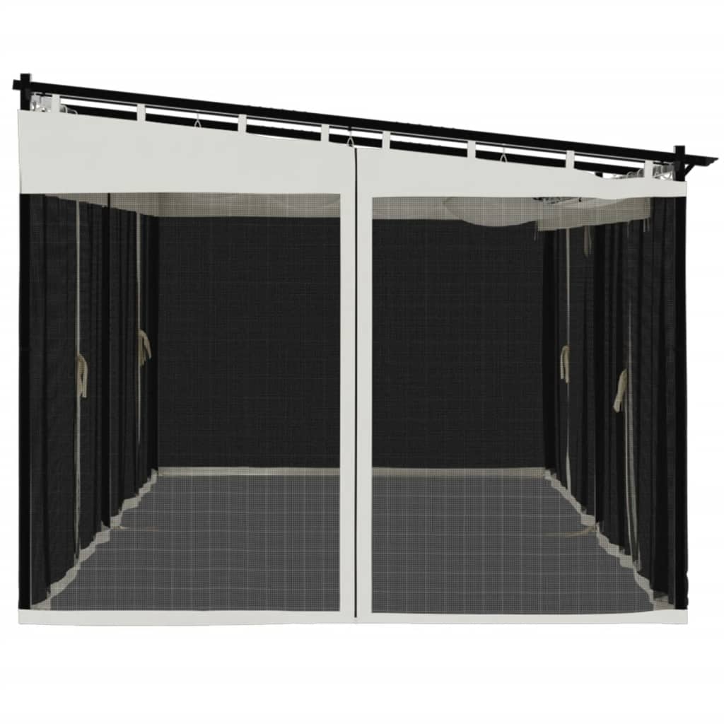 Gazebo com paredes de malha 6x3 m aço creme - Image 4