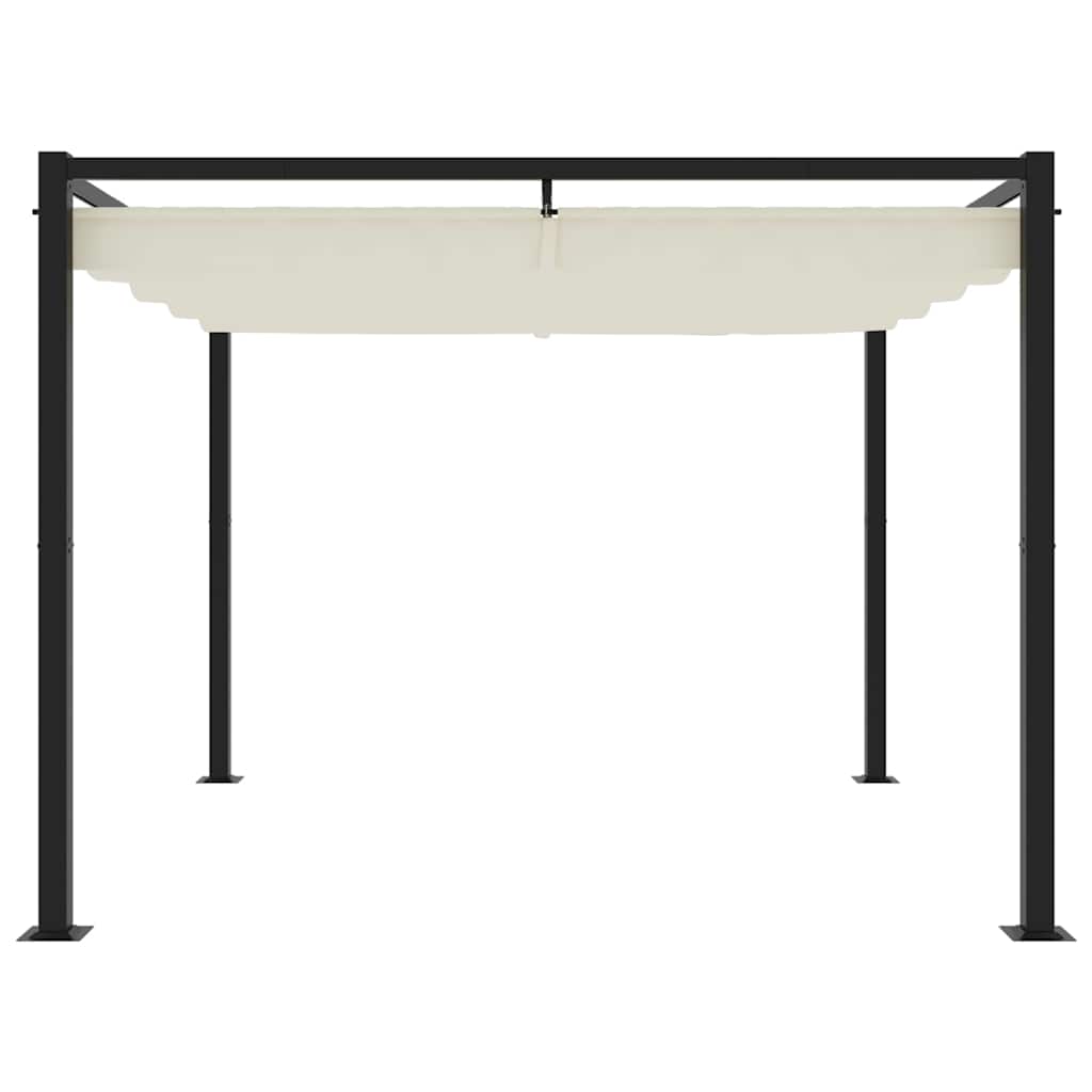 Gazebo de jardim com teto retrátil 3x3 m aço creme - Image 3
