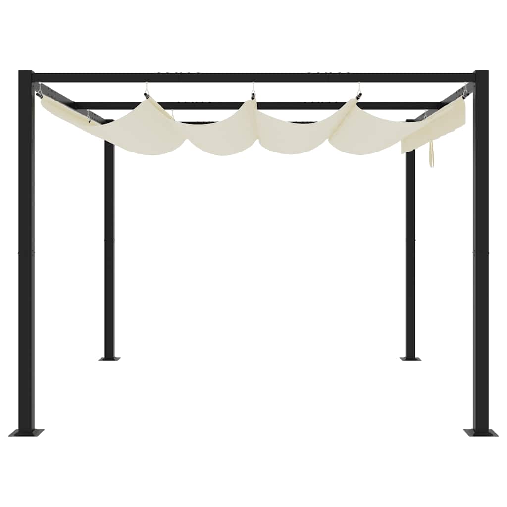Gazebo de jardim com teto retrátil 3x3 m aço creme - Image 4