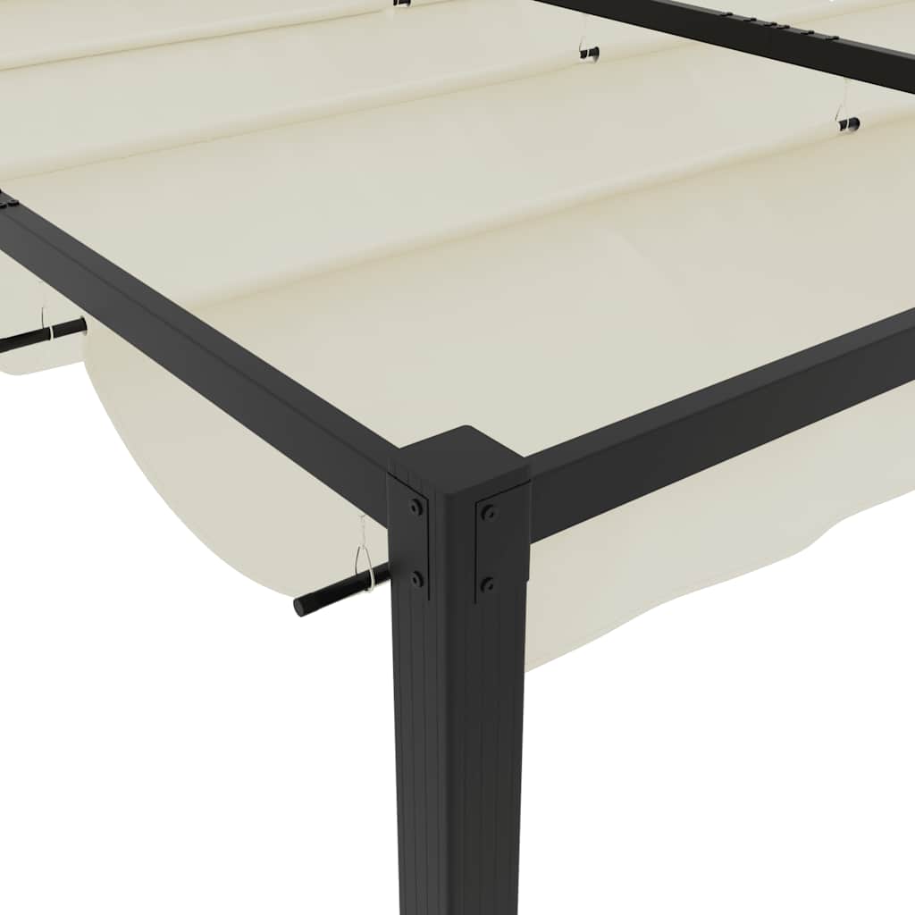 Gazebo de jardim com teto retrátil 3x3 m aço creme - Image 7