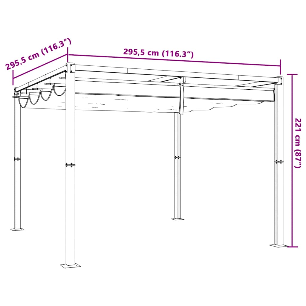 Gazebo de jardim com teto retrátil 3x3 m aço creme - Image 9