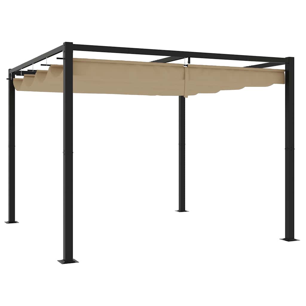 Gazebo de jardim com teto retrátil 3x3 m aço cinza