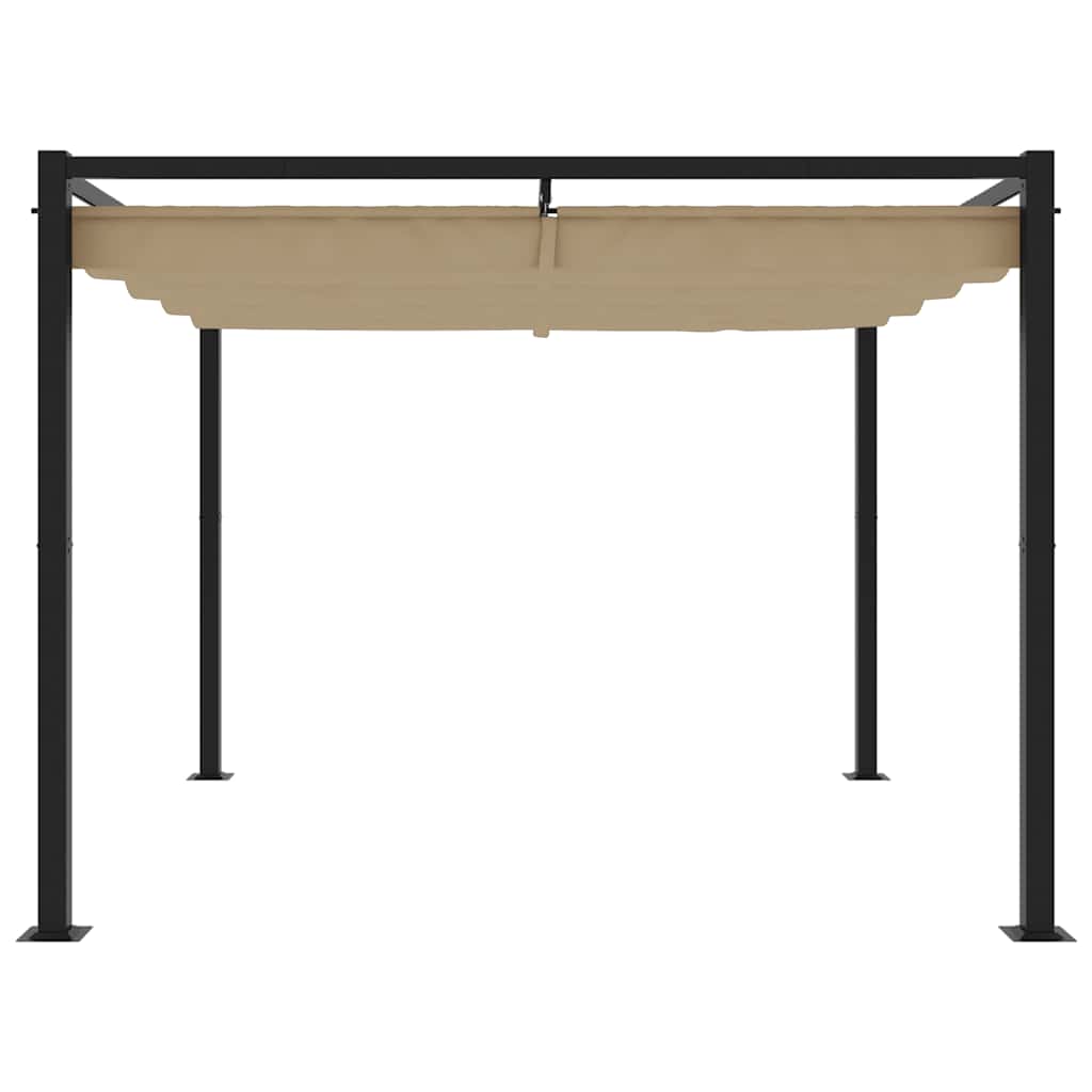 Gazebo de jardim com teto retrátil 3x3 m aço cinza - Image 3