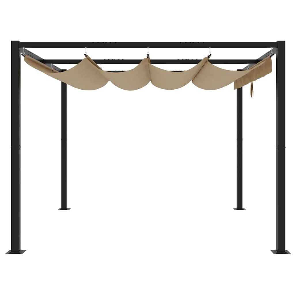 Gazebo de jardim com teto retrátil 3x3 m aço cinza - Image 4
