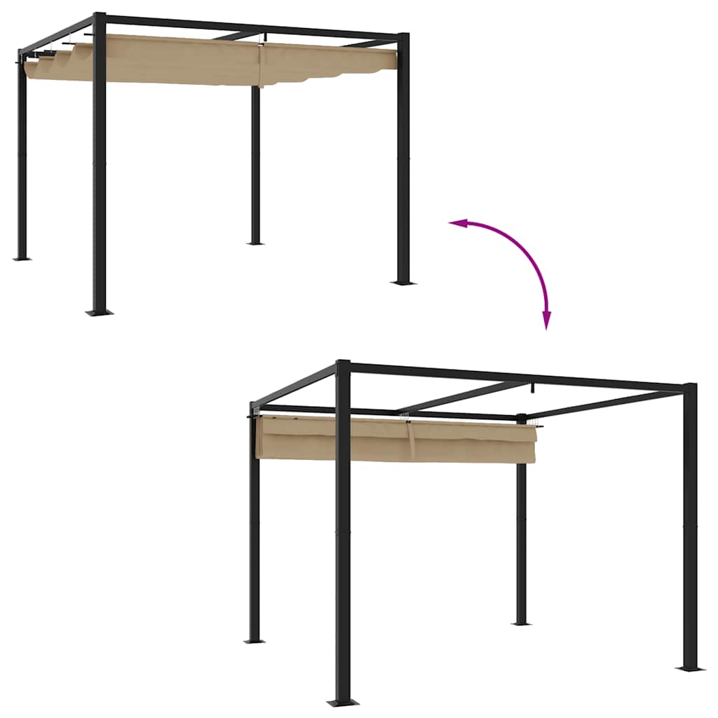 Gazebo de jardim com teto retrátil 3x3 m aço cinza - Image 6