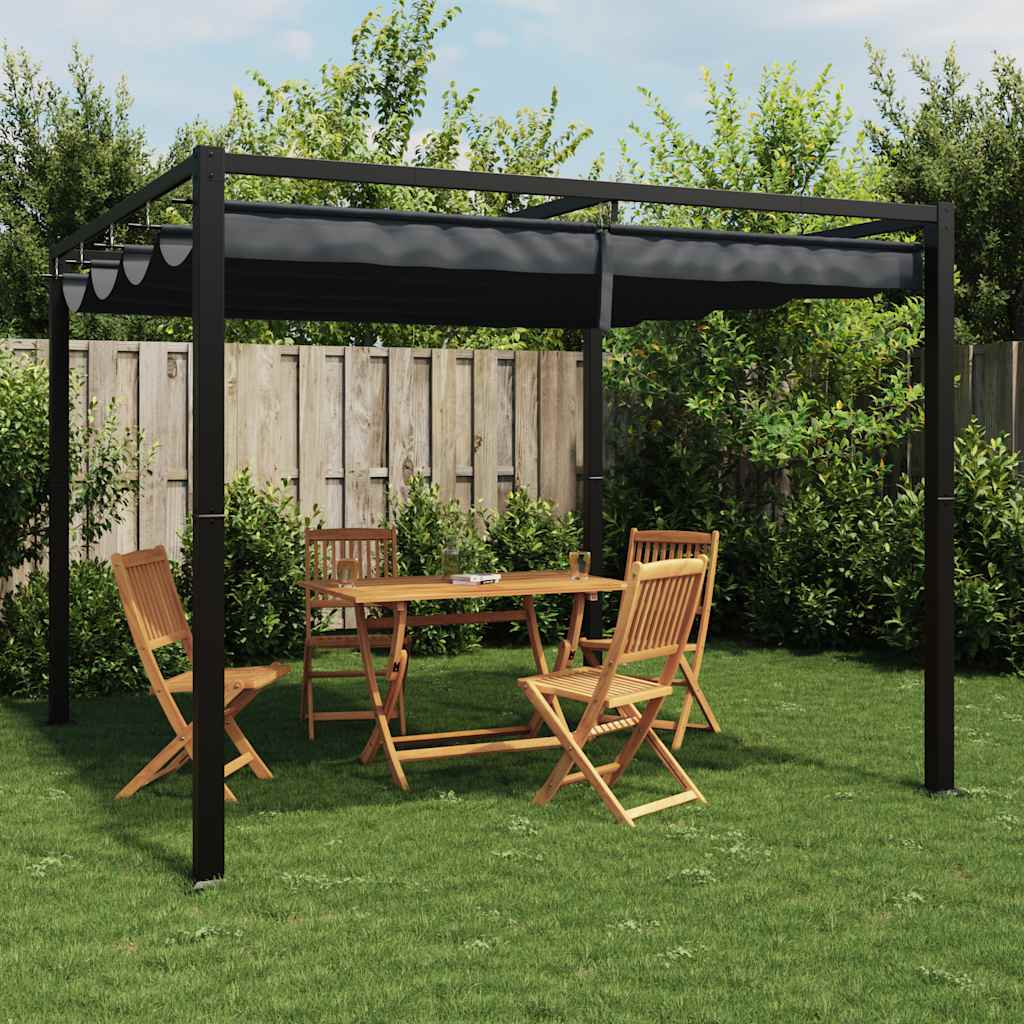 Gazebo de jardim com teto retrátil 3x3 m aço antracite - Image 2