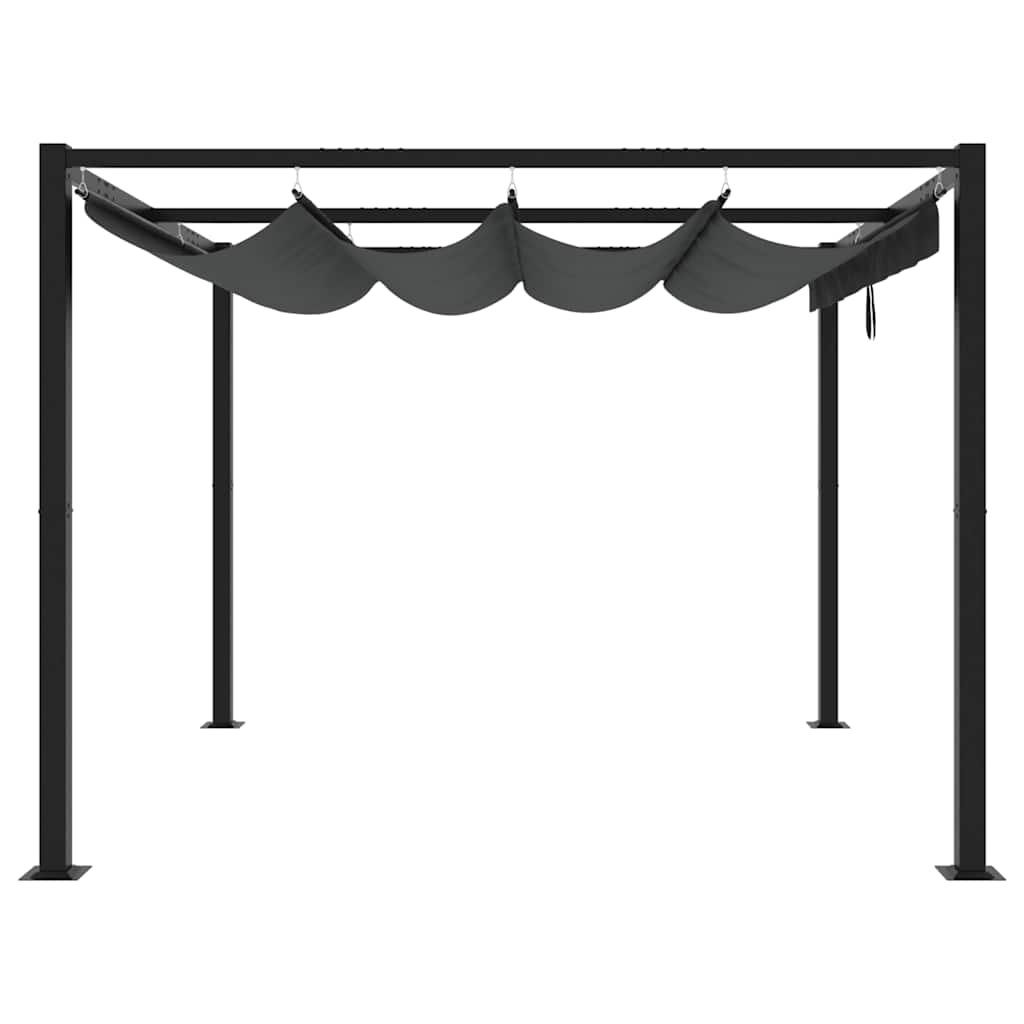Gazebo de jardim com teto retrátil 3x3 m aço antracite - Image 4