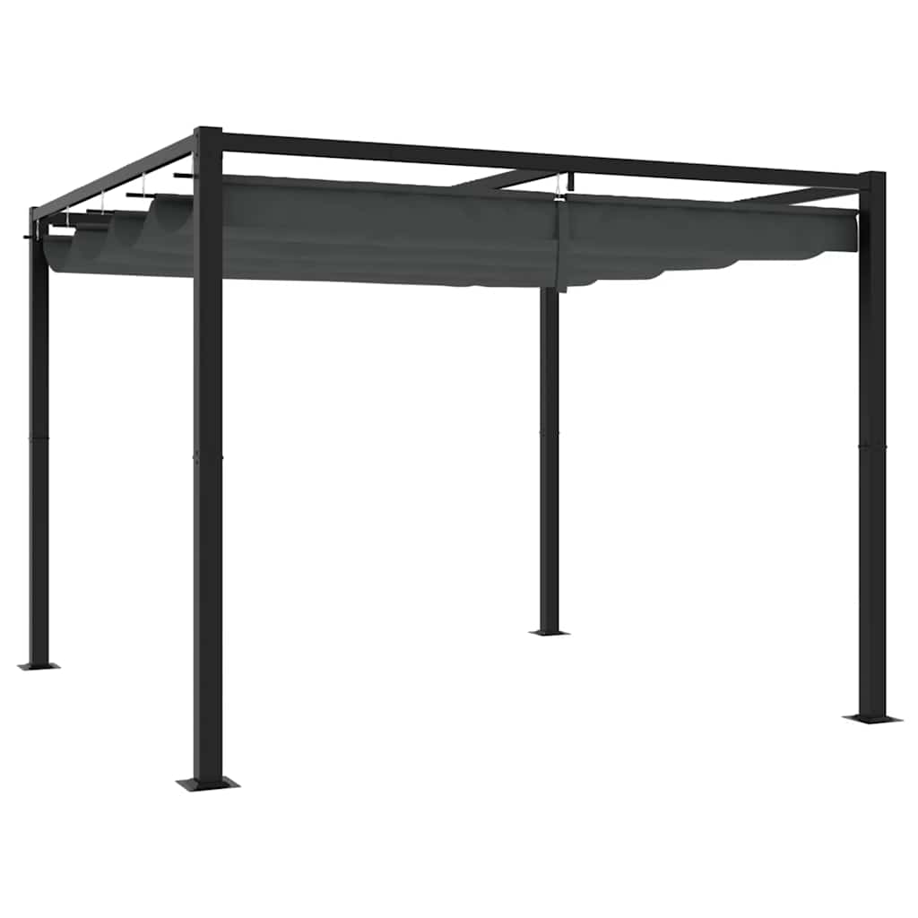 Gazebo de jardim com teto retrátil 3x3 m aço antracite - Image 5
