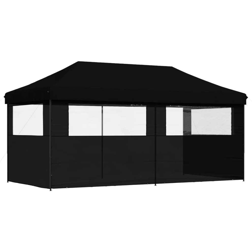 Tenda p/ festas pop-up dobrável com 3 paredes laterais preto - Image 4