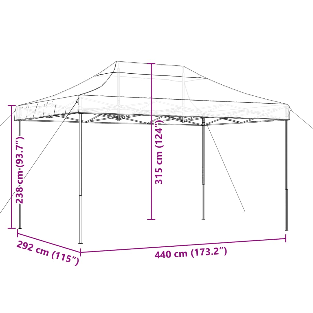 Tenda para festas pop-up dobrável 440x292x315 cm castanho - Image 8