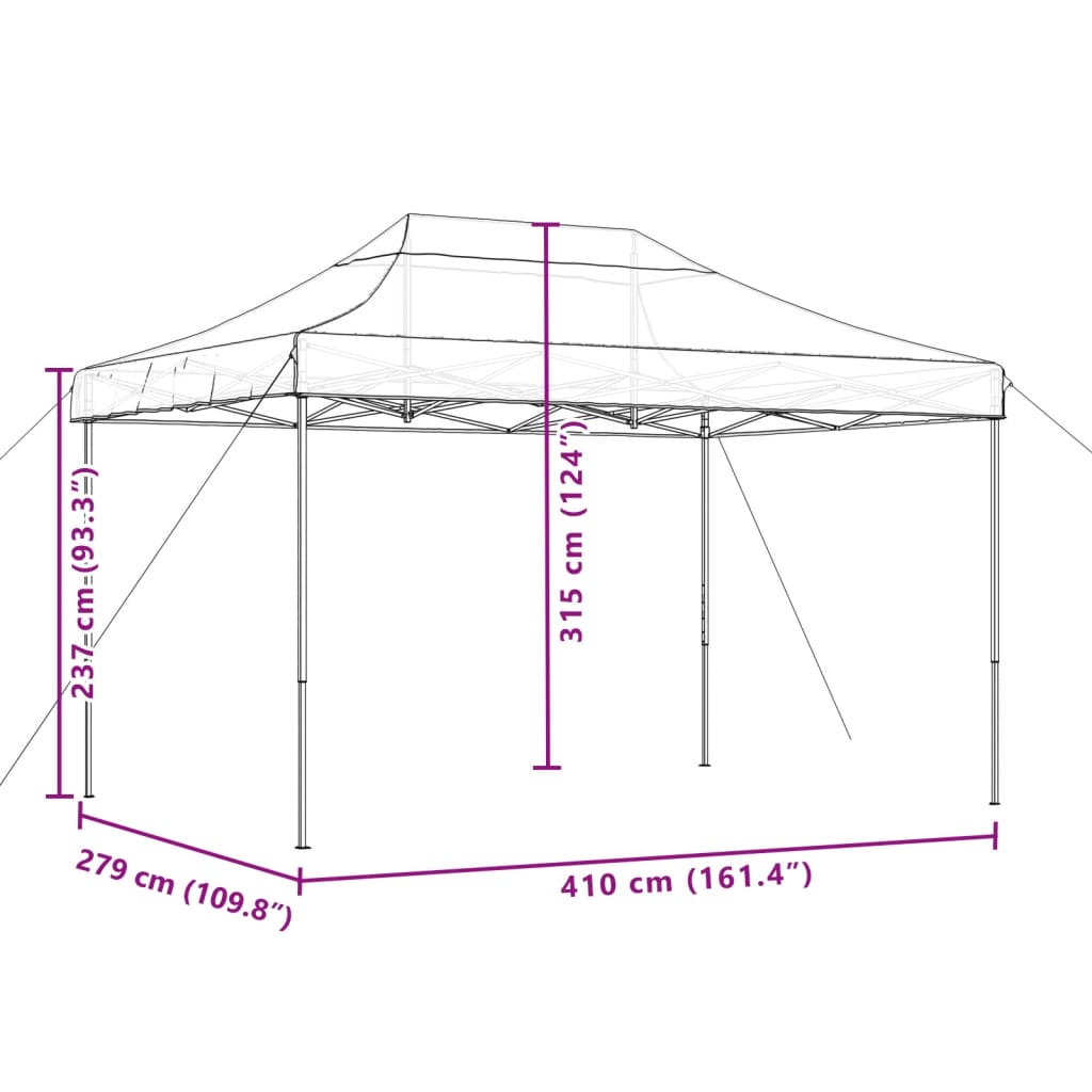 Tenda para festas pop-up dobrável 410x279x315 cm bege - Image 8