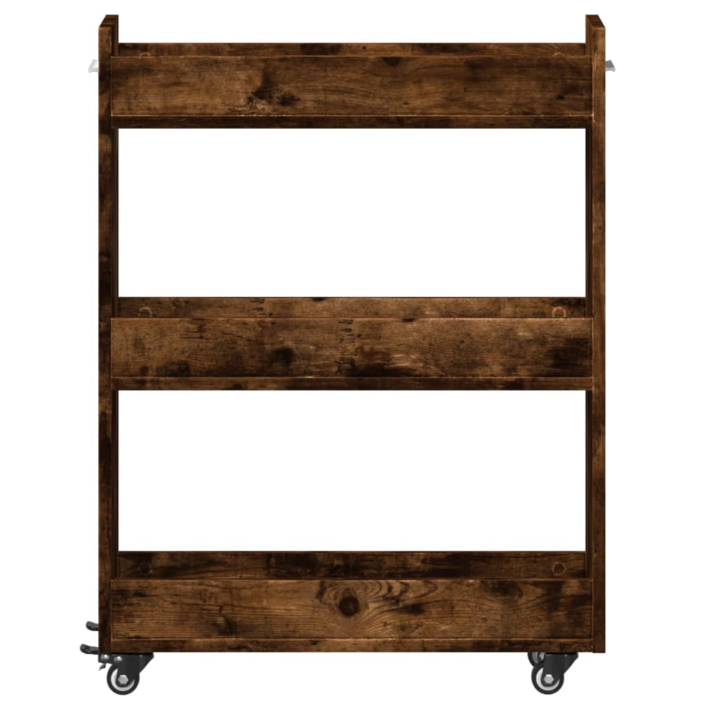 Armário c/ rodas 60x22x79 cm derivados madeira carvalho fumado - Image 4