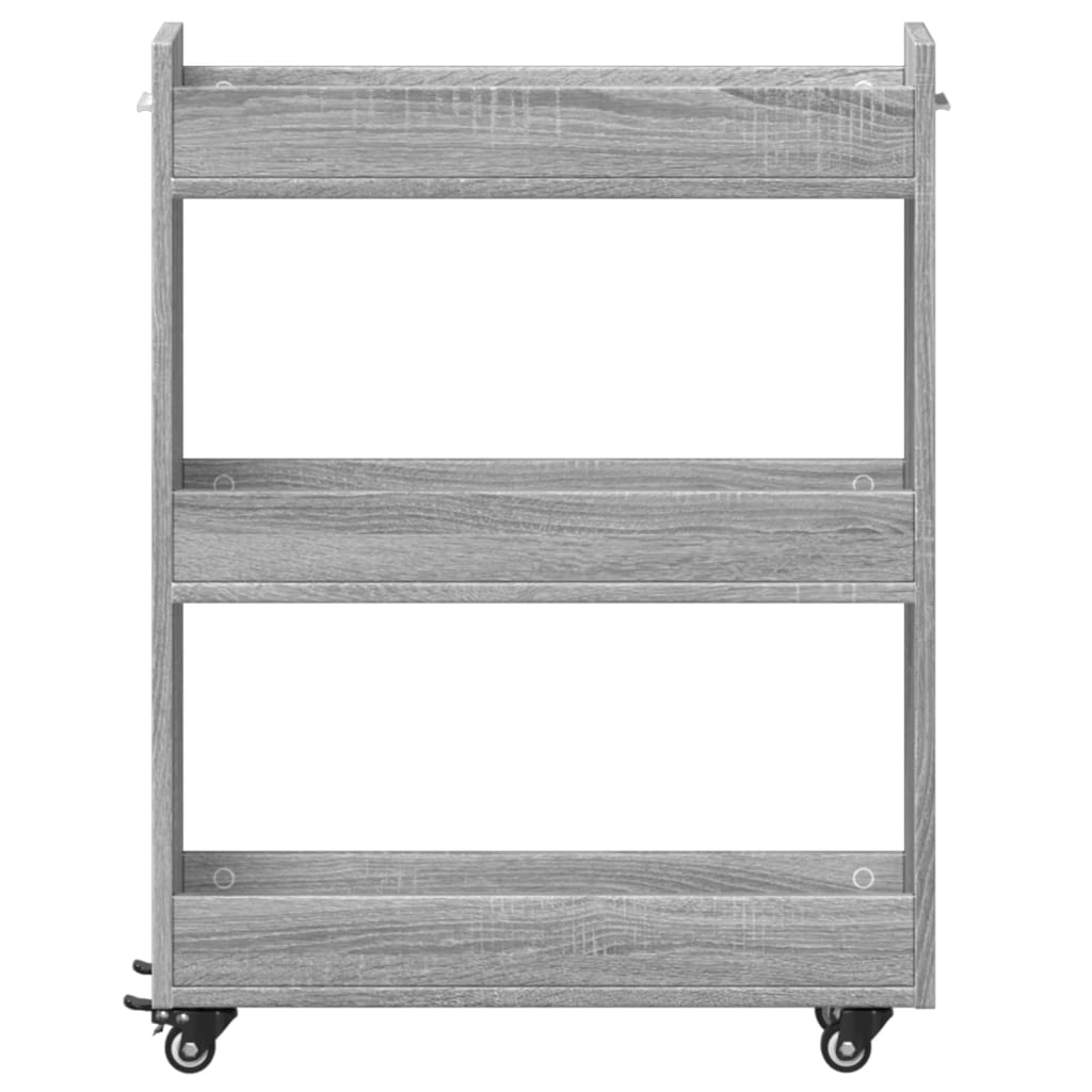 Armário c/ rodas 60x22x79 cm derivados madeira cinzento sonoma - Image 4