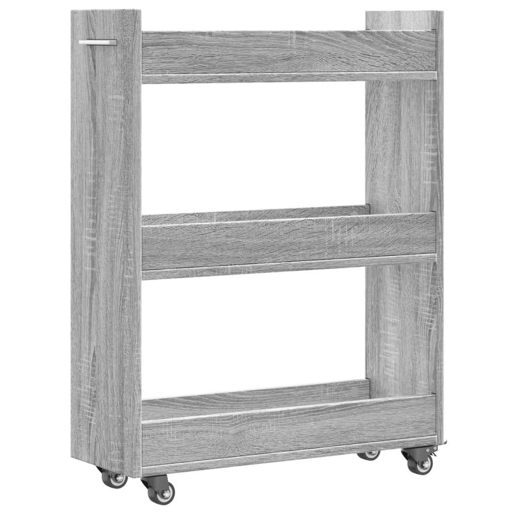Armário c/ rodas 60x22x79 cm derivados madeira cinzento sonoma - Image 6