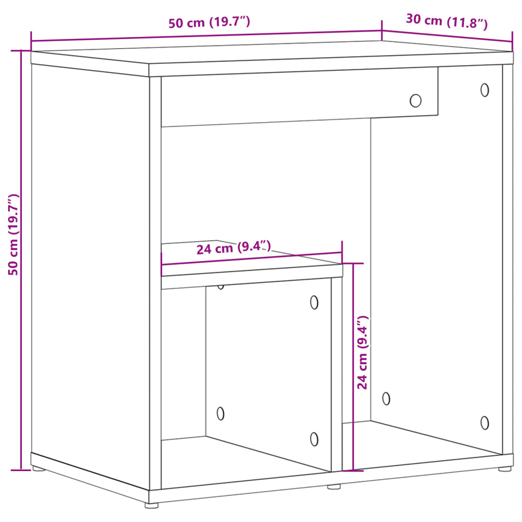 Mesa de apoio 50x30x50 cm contraplacado branco - Image 9
