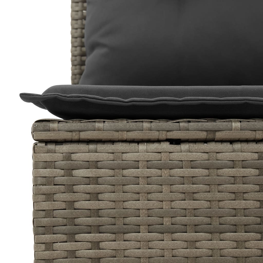 7 pcs conjunto sofás p/ jardim c/ almofadões vime PE cinzento - Image 6