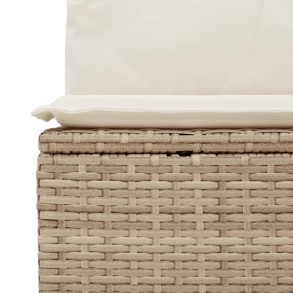 11 pcs conjunto sofás de jardim c/ almofadões vime PE bege - Image 6