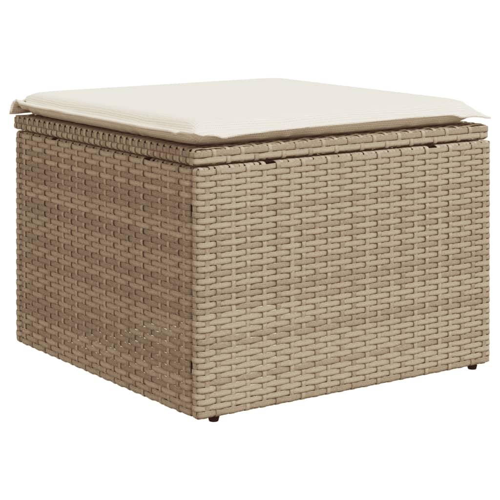 10 pcs conjunto de sofás p/ jardim com almofadões vime PE bege - Image 4
