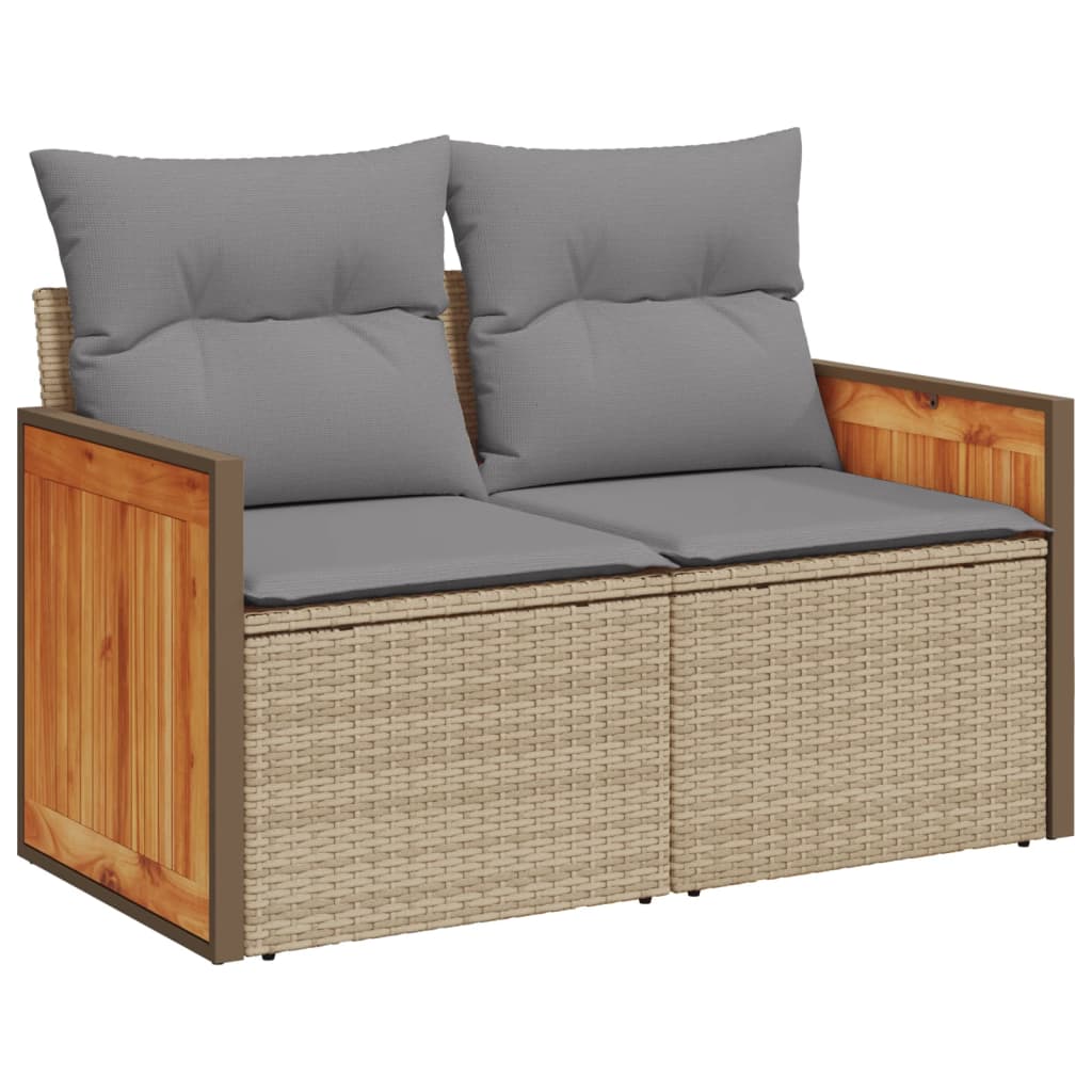 5 pcs conjunto de sofás p/ jardim com almofadões vime PE bege - Image 4