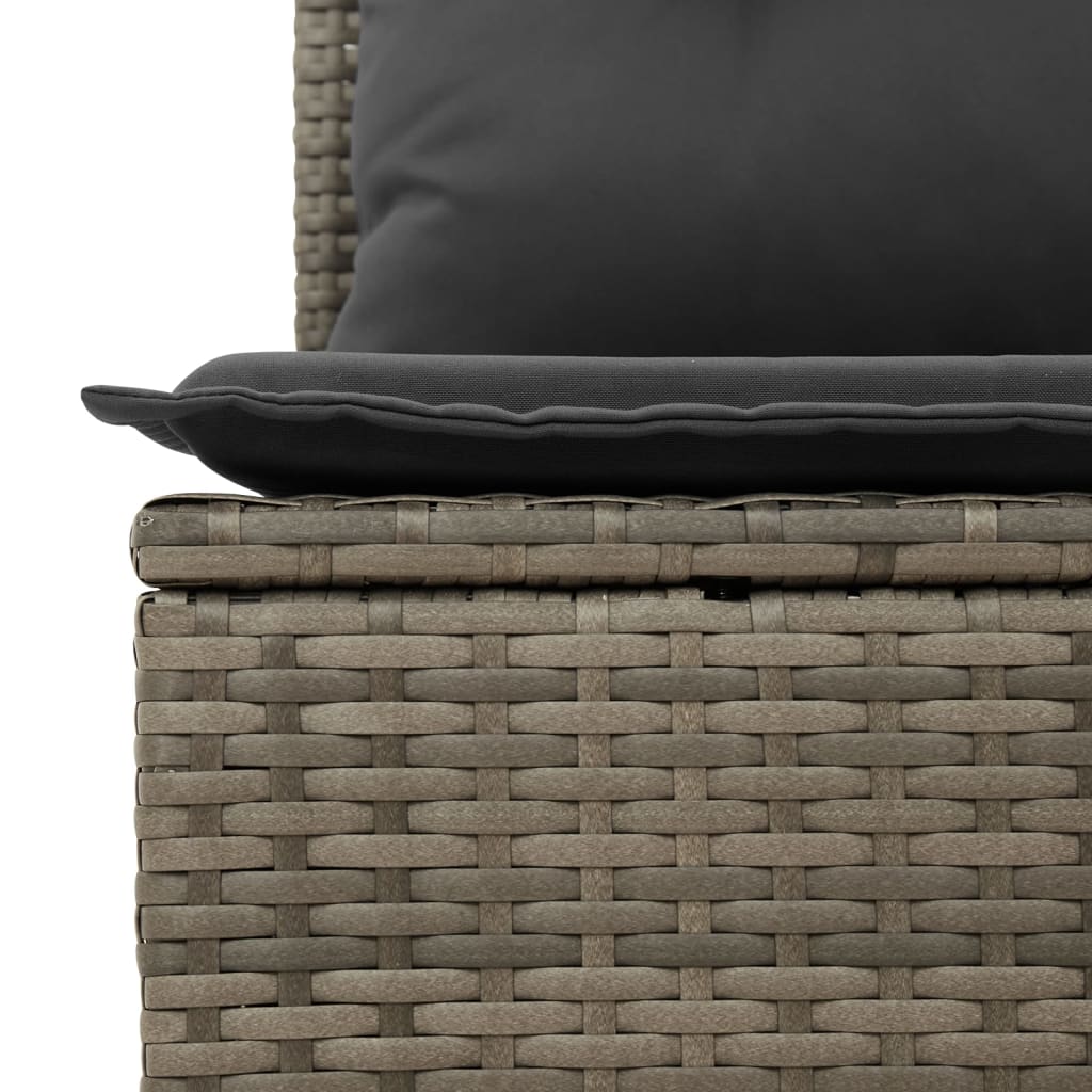 5 pcs conjunto sofás de jardim c/ almofadões vime PE cinzento - Image 5